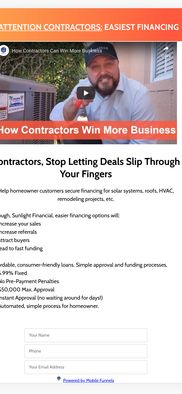 Contractor financing funnel example