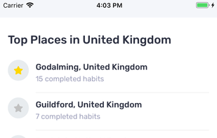 Track and compete against other towns, cities and countries to complete the most habits
