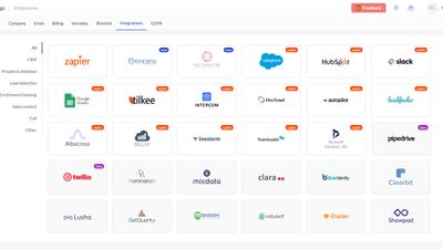 Integrations available : Pipedrive, Salesforce, Clearbit, ...