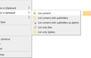 Files & folders listing from File Explorer