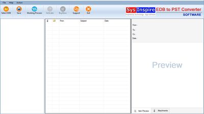 Start Up screen of EDB to PST Converter by SysInspire