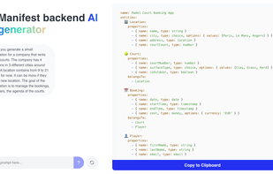 Manifest AI model allows you to generate a boilerplate app with a simple prompt. The generated YAML can be past into your Manifest to get a complete backend. 