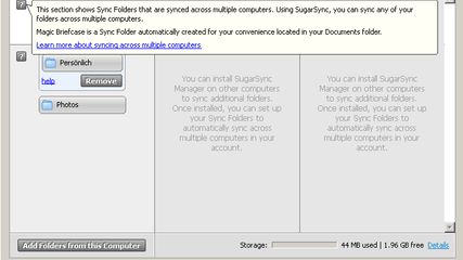 Select Folders to sync multiple computers with Online Magic Briefcase