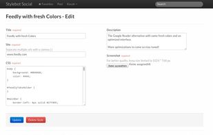 Edit page for styles