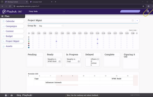 The project management page, showing clear status of all pending tasks