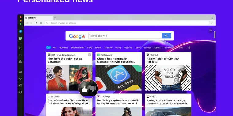 Version 57 of Opera for destops has launched, bringing improved recommendations image