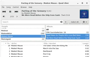 The paned browser, providing a customizable hierarchy of filters for finding your music