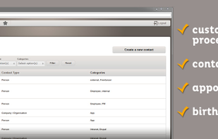 Customer processes, contacts appointments, birthdays