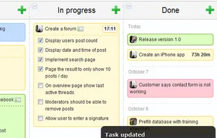 Collaboration in real-time. When working in a team, as soon as any of your team members makes a change to the Kanban board, that change is propagated to all the team members screens. So if you add, delete or move a task on your screen, the same action happens instantly for the rest of the team on their screens.