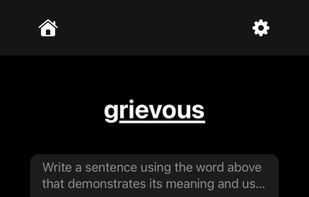 "Write a Sentence" screen presents users with a target vocabulary word and prompts them to write a meaningful sentence that demonstrates both grammatical and in-context understanding of the word. On clicking "Submit" button, the automated scoring process begins.