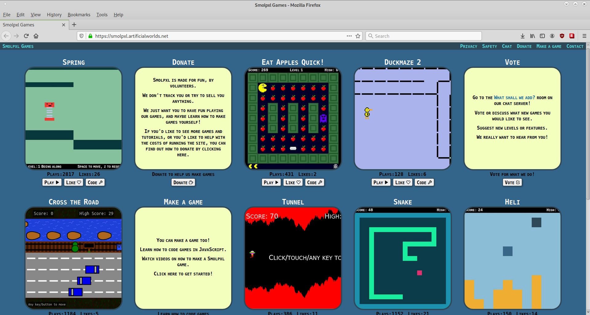Play and create little retro games at Smolpxl – Andy Balaam's Blog