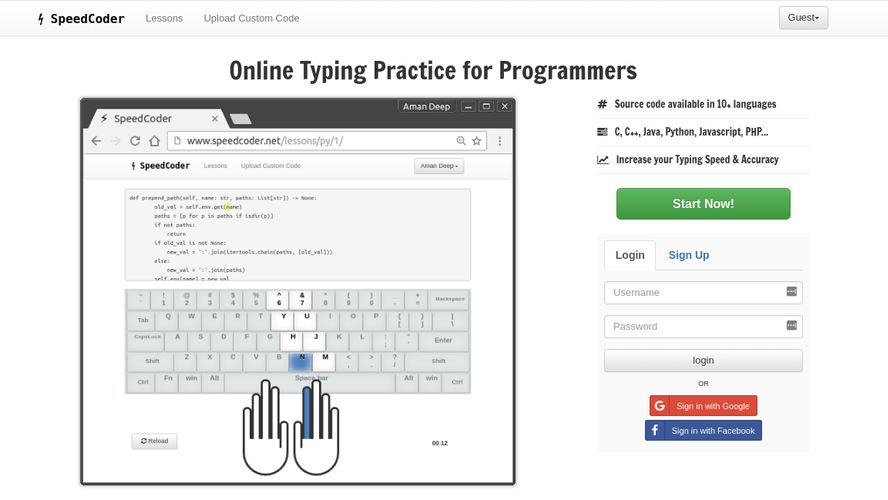 Speedcoder online typing practice for programmers alternativeto