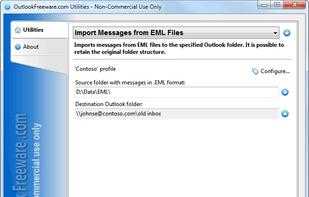 Free and easy imports messages from EML format to the specified Outlook folder.