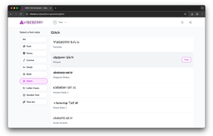 Generate stylized text with a glitchy Unicode vibe. Select, type, copy — no login, no noise.