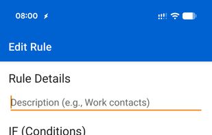 Details of the different conditions