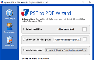 Jagware PST to PDF Wizard screenshot 1