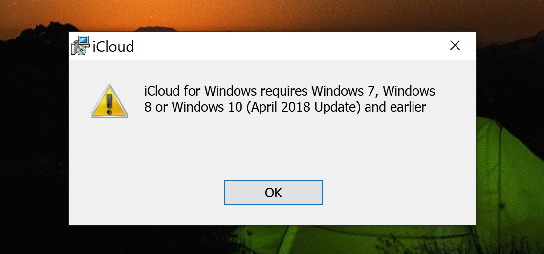 The latest Windows 10 feature update is temporarily incompatible with iCloud for Windows