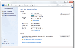 Windows Backup and Restore screenshot 1
