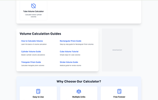 Home page of Volumecalculato.co (Third Screenshot)