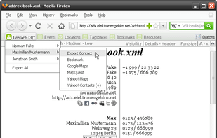 Take actions based on embedded Microformats (here: Export contact to vCard with Firefox addon 'Operator')