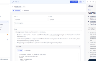 Alinea CMS screenshot 1