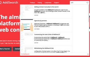 AddSearch screenshot 1