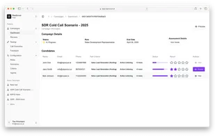 Campaign and candidate management dashboard with ATS integrations
