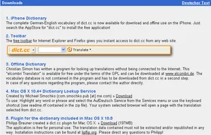 Downloads: iPhone dictionary, IE + Firefox Toolbar