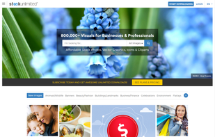 Screenshot of StockUnlimited Homepage - Website 