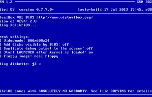 KolibriOS bootscreen from within VirtualBox
