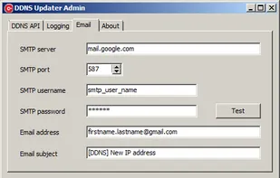 DDNS Updater Admin: Email