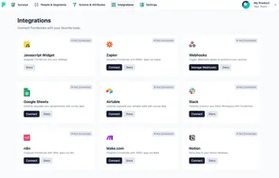 Slack, Notion, Google Sheets: Formbricks dozens of powerful native integrations. Keep the number of data sub processors small.