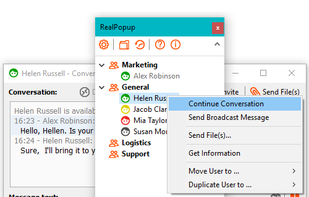 RealPopup LAN chat screenshot 1