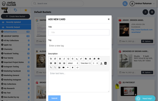 Create new cards using your own content and share anywhere or create a project our of it.
