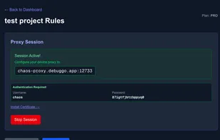 dashboard of the sessions