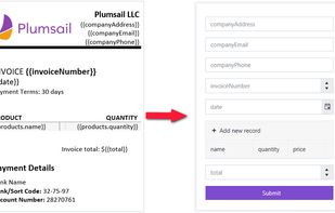 Auto-generated web forms for each document template