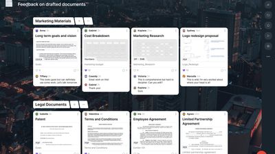 Share and provide feedback on drafted documents using a grid padlet with sections.