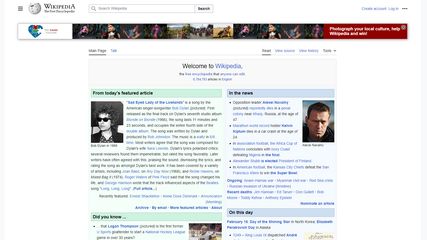 The main page of the English Wikipedia.