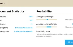 Writing and readability statistics