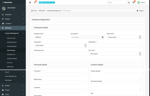 Employee details form
