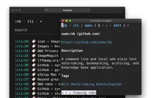 nb is also a powerful bookmarking system featuring locally-served, text-centric, distraction-free bookmark browsing in terminal and GUI web browsers.