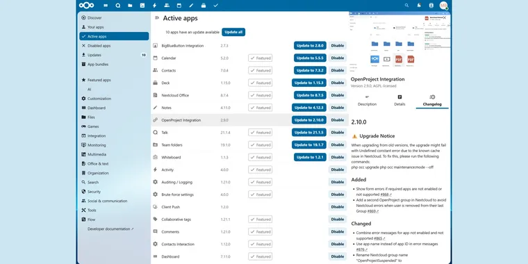 OpenProject integration app 2.10.0 released for Nextcloud with improved SSO support image