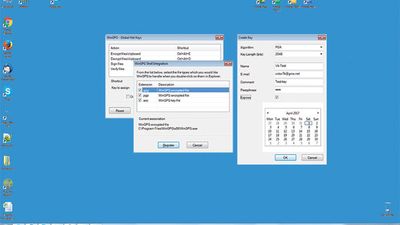The key creation dialog with calendar for choosing an expiration date, if desired