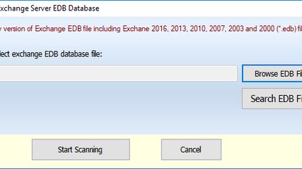 Select EDB file screen of edb to pst converter by SysInspire