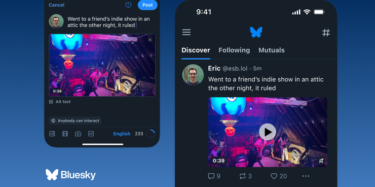 Bluesky adds video sharing to the platform with subtitles and autoplay options image