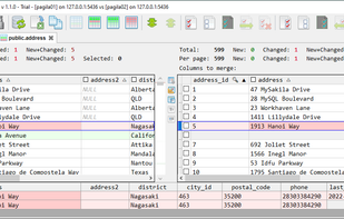 Compare and merge records for the given table/view