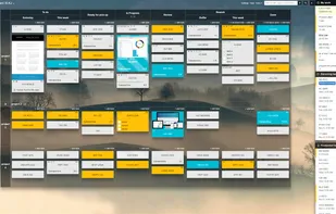 Kanban Tool - board example - multiple swimlanes, multiple, custom columns.