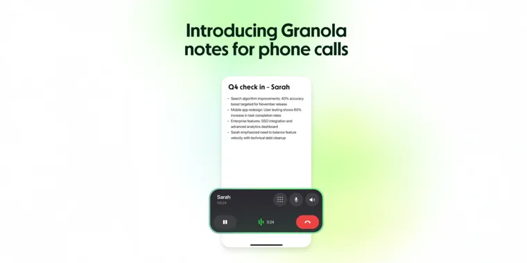 Granola adds phone call note-taking and transcription to iPhone app image
