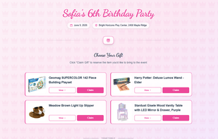 Event page for guests