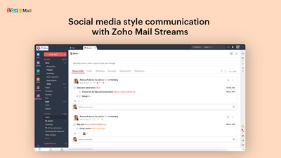 Social media style communication with Zoho Mail Streams